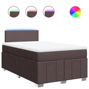 Vidaxl Box spring postelja z vzmetnico temno rjav 120x200 cm blago