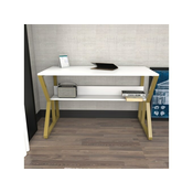 Hanah home Radni sto 120x72.8x60 cm Bijelo-zlatna