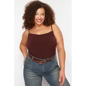 Trendyol Curve Brown Sandy Knitted Plus Size Blouse