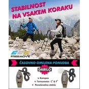 FREEMOVE Pohodne treking palice - srebrne, aluminij 7075, teleskopske 3-delne , dol. 63-135 cm, quick-lock zapiranje, naravni plutast ročaj / podaljšan, karbidne konice, torba za prenašanje, DARILO - piščalka