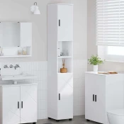 vidaXL Visoka kopalniška omara Bela 30 x 35 x 192 cm Konstruiran les