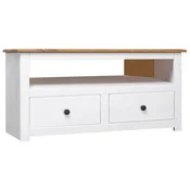 Vidaxl Kotna TV omarica bela 93x49x49 cm trdna borovina Panama Range