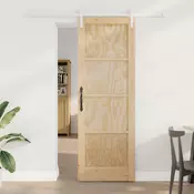 vidaXL Drsna vrata Naravna in bela 73,5 x 211 cm Trdna borovina