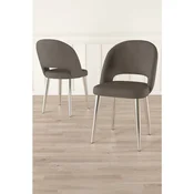 Hanah Home set trpezarijskih stolica Pane 2 kom, kapucino tkanina Babyface, hromirane metalne noge
