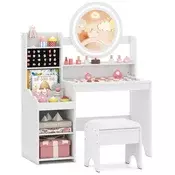 Northix Otroška toaletna mizica z ogledalom LED lučjo MDF 84x37x107cm