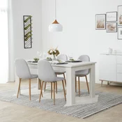 Homestyle4U Jedilna miza in 4 stoli komplet, 160,5x90,5x76,5 cm, siva, bela