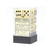 Kockice Chessex - Opaque - Ivory & Black - Dice Block 16mm (12)