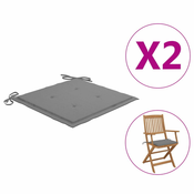 Jastuci za vrtne stolice 2 kom sivi 40x40x4 cm od tkanine