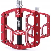 shumee CXWXC Aluminijasta kolesarska pedala z zatiči, rdeča, strojno obdelana