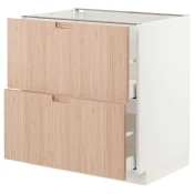 METOD / MAXIMERA Pod.ormaric, 2fronta/2vis.fioke, bela/Fröjered svetli bambus, 80x60 cm
