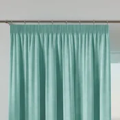 shumee Velvi zavesa z nabiralnim trakom, zelena, gladka, 140x250 cm