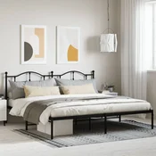 shumee vidaXL Kovinski posteljni okvir z vzglavjem črne barve 193x203 cm