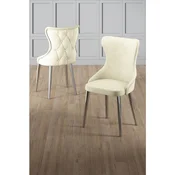 Hanah Home set trpezarijskih stolica Alpa 8 kom, krem tkanina Babyface, hromirane metalne noge