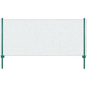 shumee vidaXL Mrežasta ograja s stebrički, jeklo, 25 x 1 m, zelena