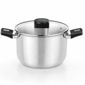 Cooking pot, stainless steel, with lid, 22 cm / 5 L, Elite - Monix