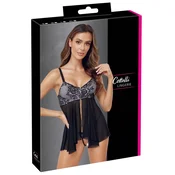 Cottelli Lingerie Babydoll & Thong Set S Black/White Lace Adjustable OCN116A