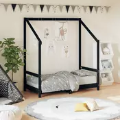 Vidaxl vidaXL Otroški posteljni okvir črne barve 70x140 cm borov les