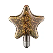 Lucande LED-žarnica E27 z motivom zvezde, 4 W, 3D ognjemet - dimno siva, zlata - Steklo