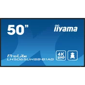 iiyama LH5065UHSB-B1AG javni prikazovalnik Digitalni reklamni ploski prikazovalnik 125,7 cm (49.5) LCD Wi-Fi 800 cd/m2 4K Ultra HD Črna Vgrajeni procesor Android 11 24/7