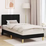 Krevetna konstrukcija s uzglavljem Crna 100 x 200 cm Tkanina