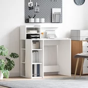 vidaXL Miza s shranjevanjem bela 90x48x101.5 cm inženirski les