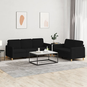 vidaXL 2-dijelni set sofa s jastucima crni od tkanine