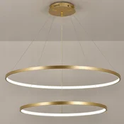 DE STROPNA SVETILKA 60/80cm 2 OBROČA zlata viseča LED LESTENCA + DALJINSKI UPRAVLJALNIK za dnevno sobo