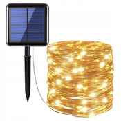 Solarni LED niz 100 LED 10m IP65 600 mAh s senzorjem svetlobe toplo bela