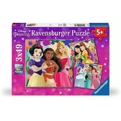 Ravensburger princese Disney sestavljanke, 3 x 49 delov