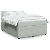 Vidaxl Box spring postelja z vzmetnico svetlo siv 140x190 cm žamet