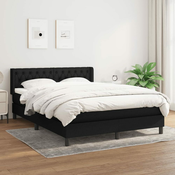 Greatstore Box spring postelja z vzmetnico črna 140x200 cm blago