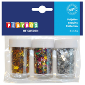 PlayBox: Dekorativne zvezde v različnih barvah, paket 3x12g.
