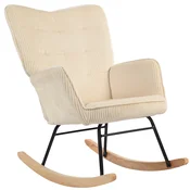 HOMCOM HOMCOM zibajoči stol vrvasta tkanina, bukov les 98G x 71Š x 101V cm Bež, (5000242920)