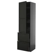 METOD/KNIVSHULT Visoka omara+plc/4prd/vrata/2 ličn, črno siva/Lerhyttan črno luženo, 60x60x220 cm