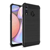 Samsung A20s IMAK VEGA silikonska futrola za telefon – otporna na udarce, uzorak od karbonskih vlakana, CRNA
