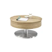 Konferenčna mizica BLOCK, premer 79 cm, hrast/srebrna