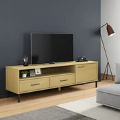 vidaXL vidaXL TV omarica s kovinskimi nogami rjava trdna borovina OSLO, (20734514)