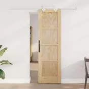 vidaXL Drsna vrata Naravna in bela 61 x 198,5 cm Trdna borovina