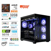 MEGA Računalnik MEGA MT S5 R7-7800X3D/RTX5070/32GB-DDR5/2TB/750W/Brez OS/črna RGB + Estetski napajalni kabli [Vijolična/Črna], (5000490899)