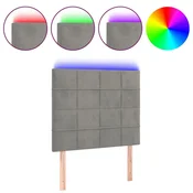 Vidaxl LED posteljno vzglavje svetlo sivo 90x5x118/128 cm žamet