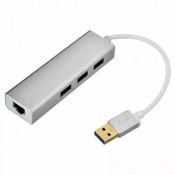 FAST ASIA USB Hub 3.0 na 3x Hub 3.0+RJ45 sivi