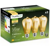 LUMILED 3x LED žarnica E27 Edison ST64 4W = 35W 440lm 2000K topla 360° žarnica z žarilno nitko