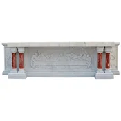 Casa Padrino Luxury Baroque Altar White/Red 300 x 100 x H. 80 cm - Magnificent Marble Altar - Luxury Marble Furniture in Baroque Style - Noble & Magnificent