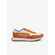 Mens Brown-Cream Sneakers with Suede Details Diesel Racer - Mens