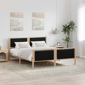 Okvir kreveta Smeda i crna 150 x 200 cm Masivna borovina