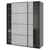 PAX/SVARTISDAL Garderobni sestav, temno siva/bela imitacija papirja, 200x66x236 cm