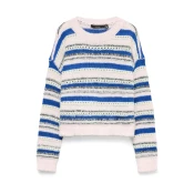 VERO MODA Pulover VMLENORA kraljevo modra/roza/črna/bela