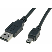 DIGITUS kabel USB A-B mini 3m dvojno oklopljen črn (AK-300108-030-S)
