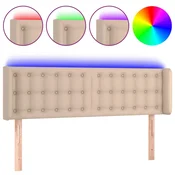Vidaxl LED posteljno vzglavje kapučino 147x16x78/88 cm umetno usnje