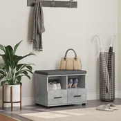 vidaXL Haldna klop z blazino s predalom Betonsko siva 60 x 38 x 46 cm